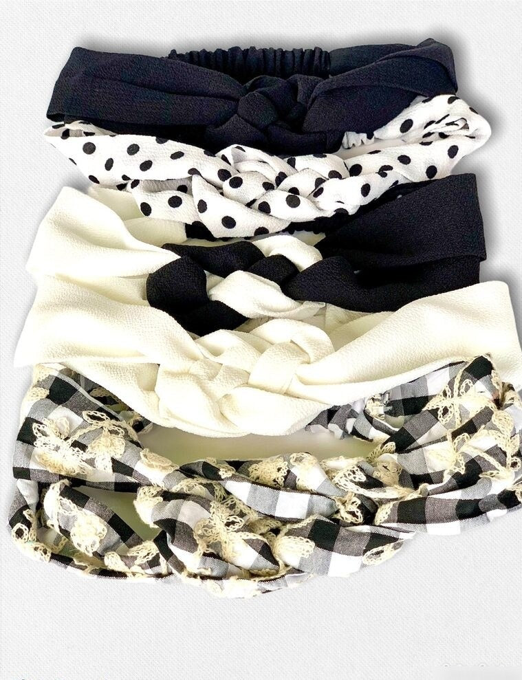 Juego de 5 diademas turbante de diferentes colores