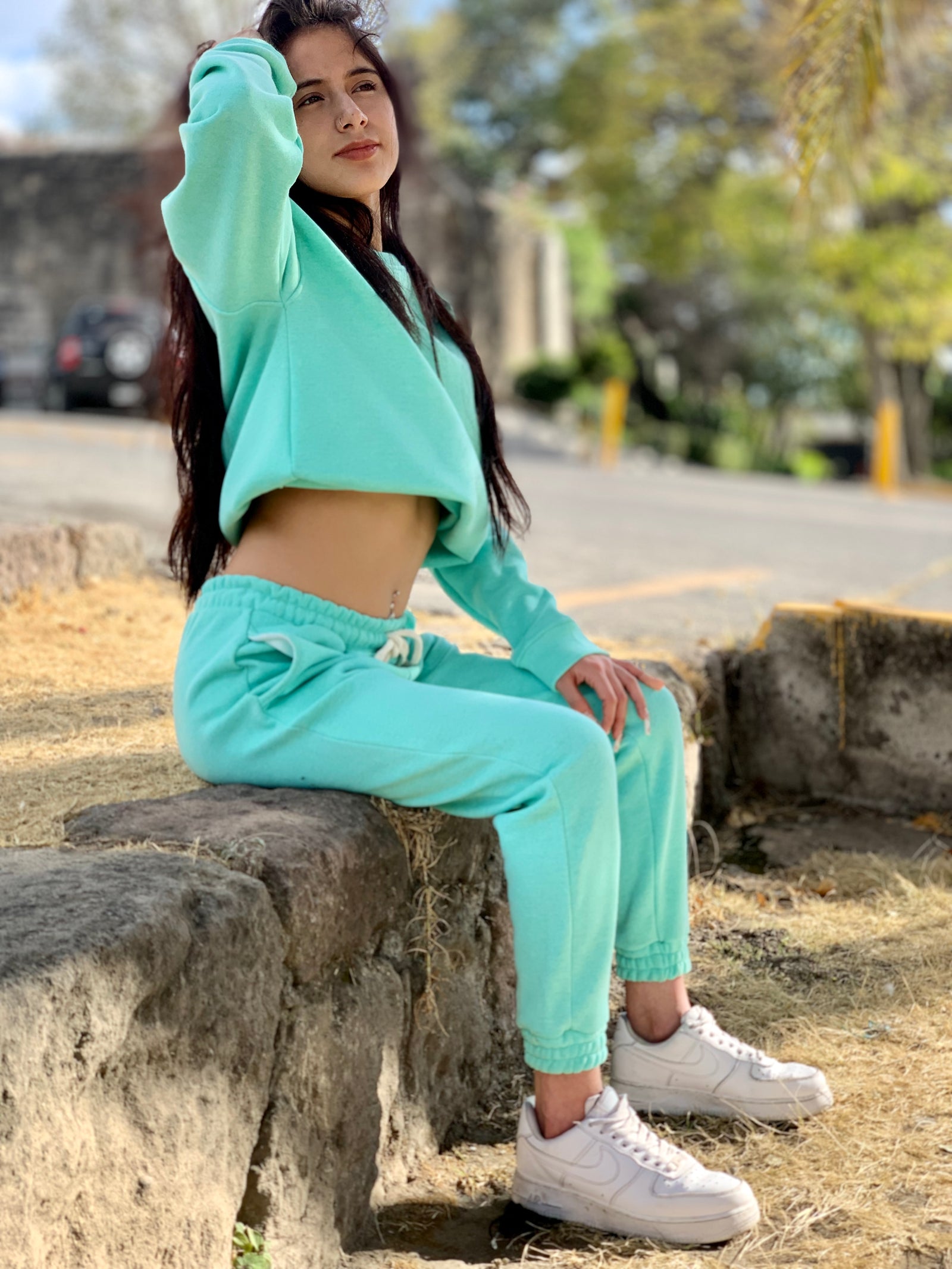 Sudadera oversized unisex color aqua